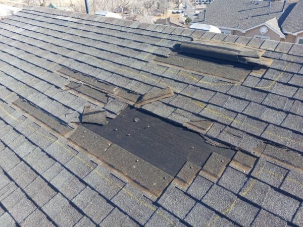 Roof Showing Signs of Wind Damage
